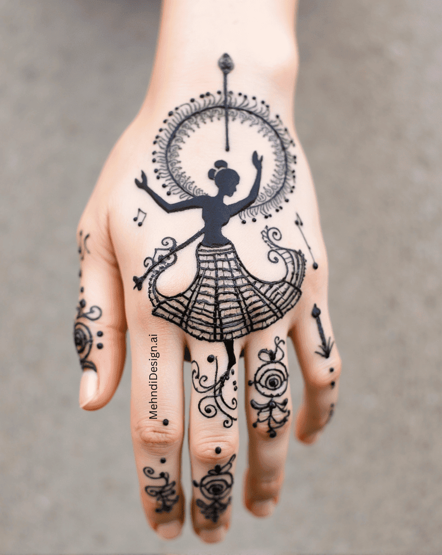 Garba Back Hand Mehndi Design 1