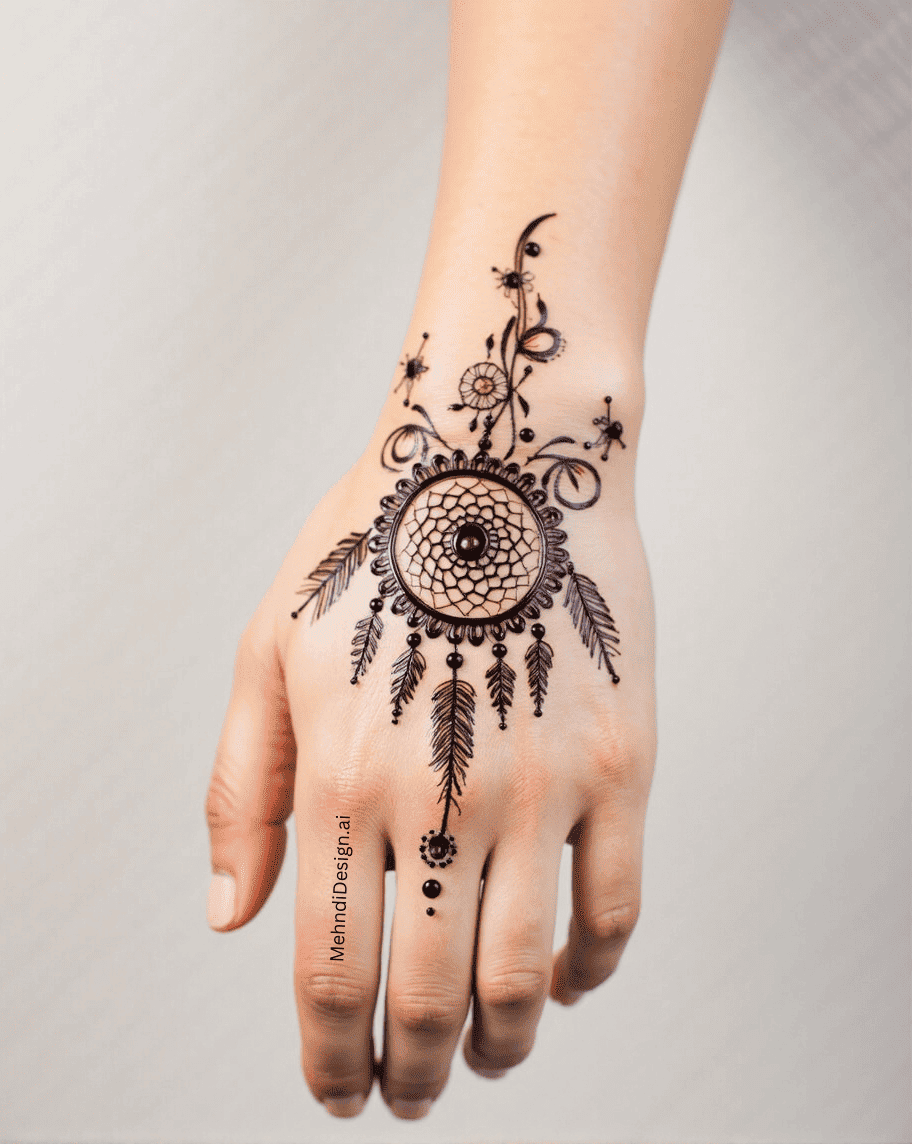 Paisley Back Hand Mehndi Design 1