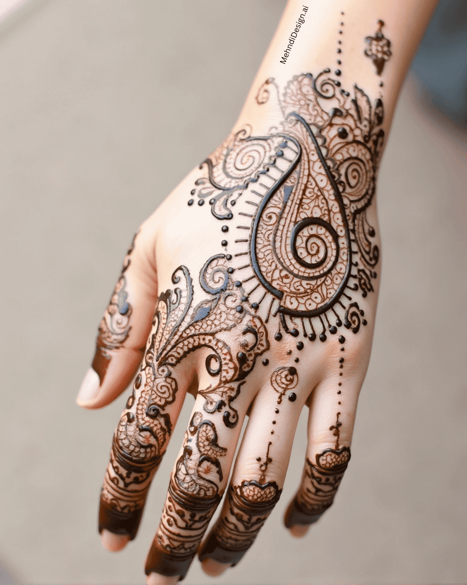 Paisley Front Hand Mehndi Design 3